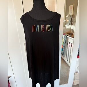Size 5 Torrid Black Tank Top with Rainbow 'Love is Love' Design Black Slub Tank